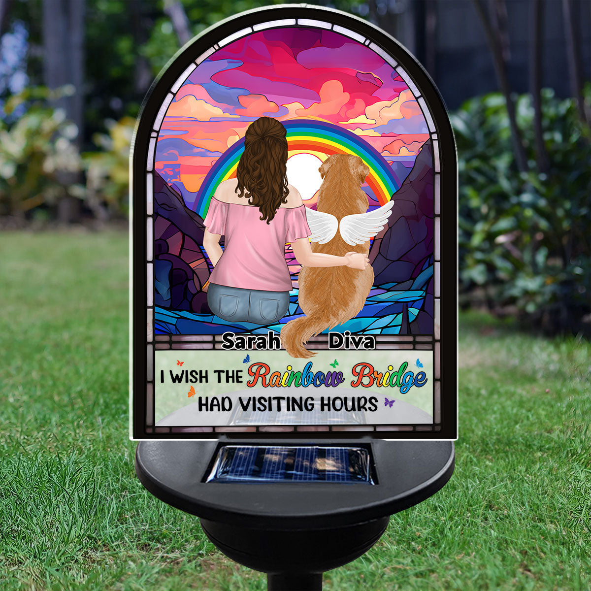 Rainbow Bridge Had Visiting Hours - Personalized Custom 5.7' x 6.3' Solar Light with Multiple Color Illumination